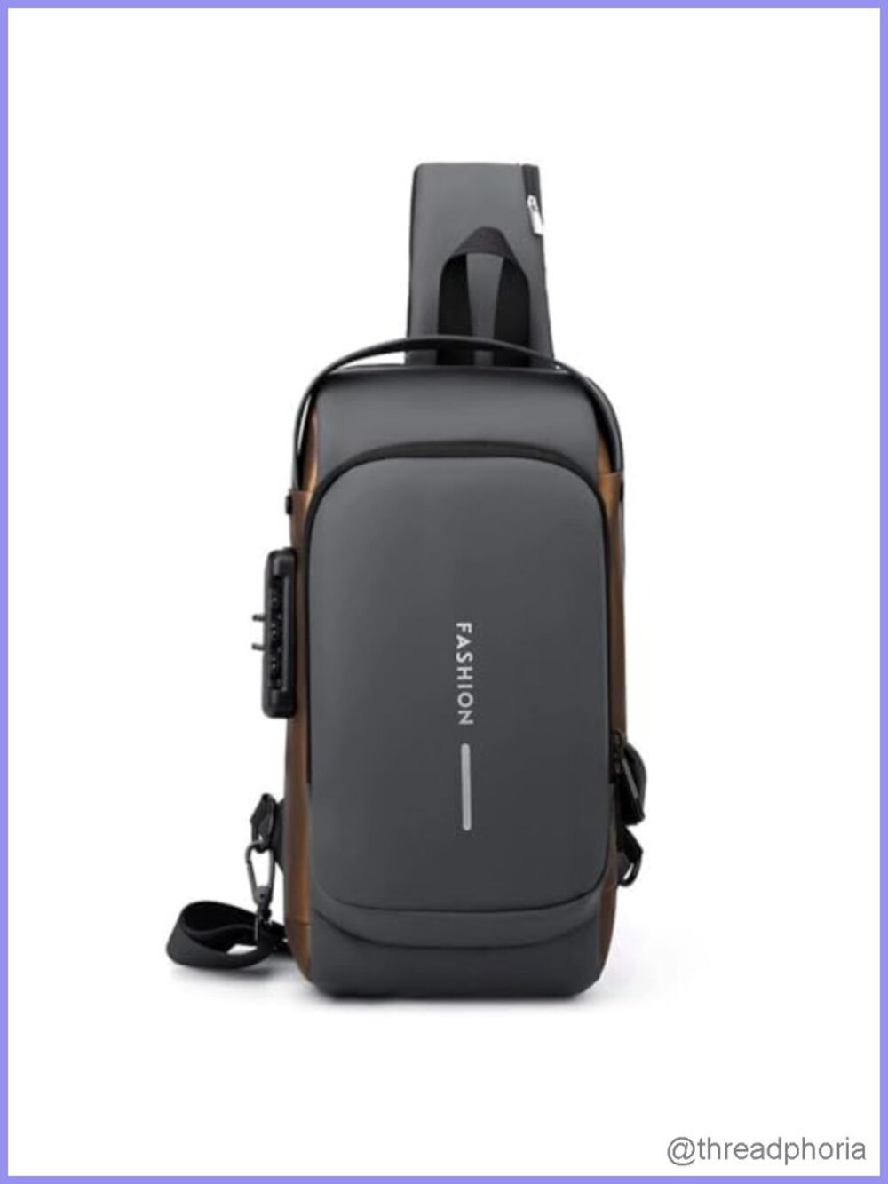 Travel Sling Bag Waterproof Crossbody Bag with Combination Lock Anti-Theft PU